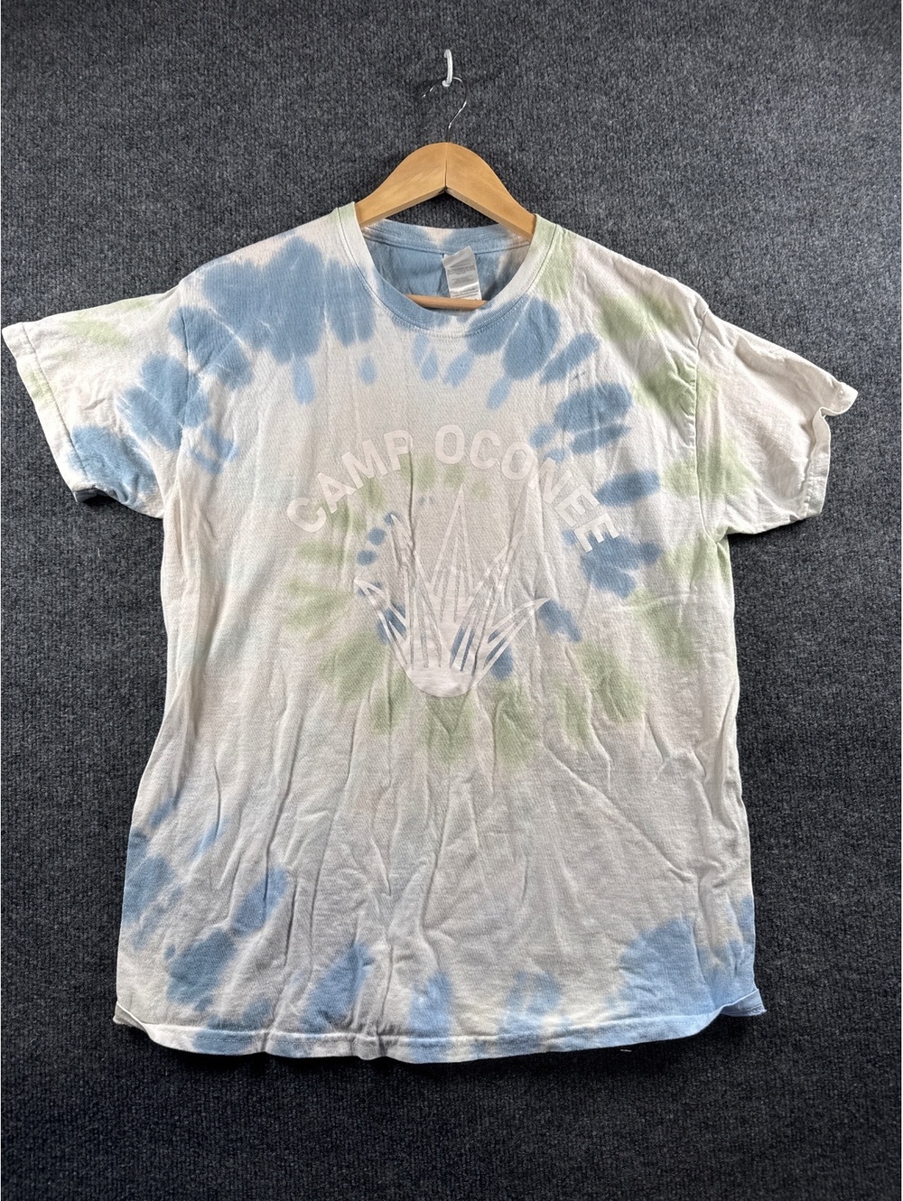 Colortone Camp Oconee Tie Dye T Shirt Adult Large Blue Green Graphic Tee